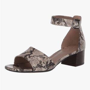 NEW Clarks Snakeskin Elisa Dedra Ankle Strap block Heel Sandals